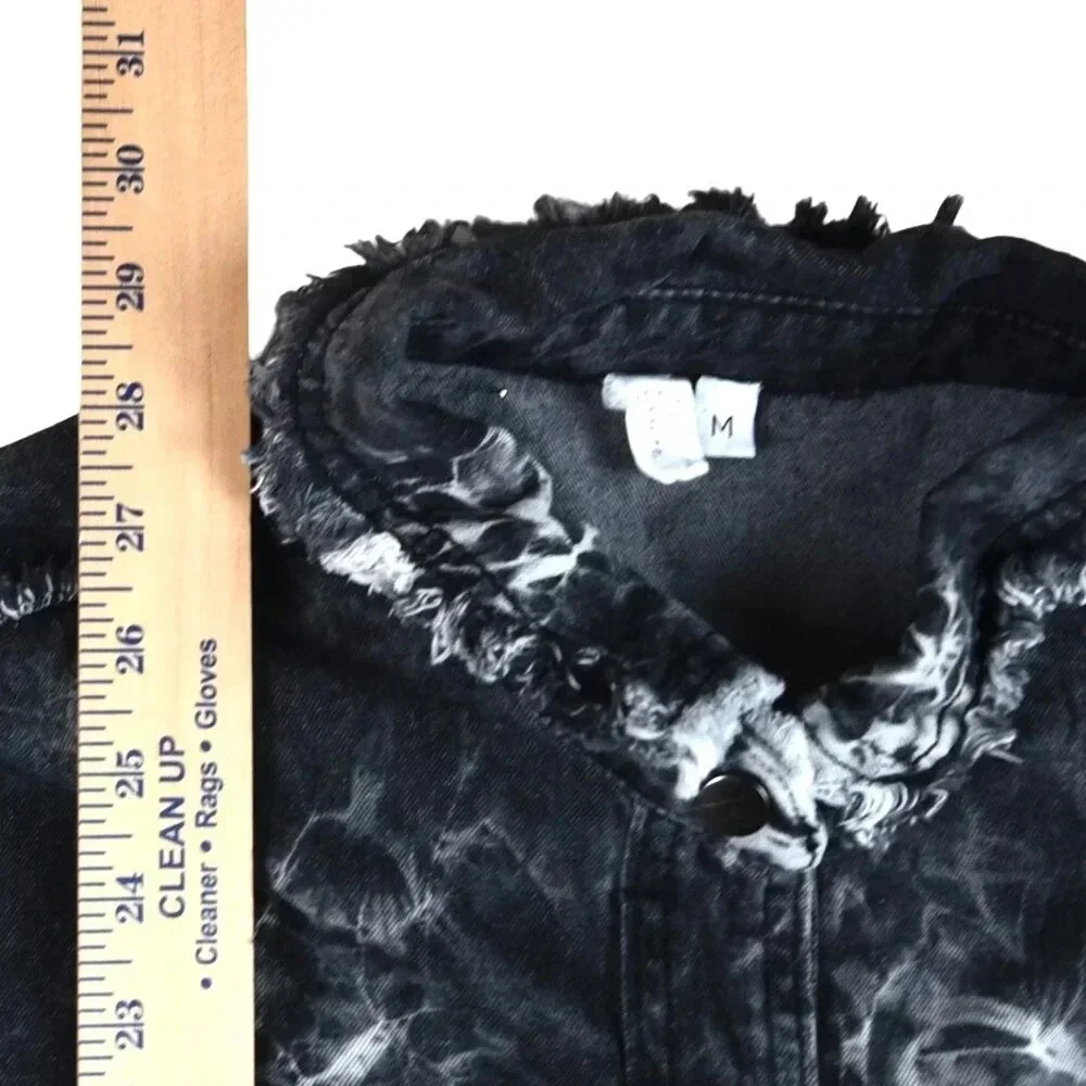 Elan || Rock and Roll Jacket Distressed Bleached Black Denim Medium